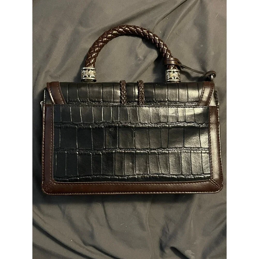 Marc Chantal satchel bag faux crocodile embossing with shoulder strap